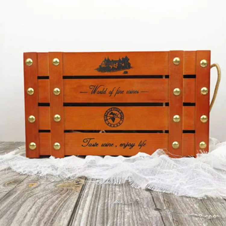 
wholesale High quality blank wood wine bottle box 6 bottle 