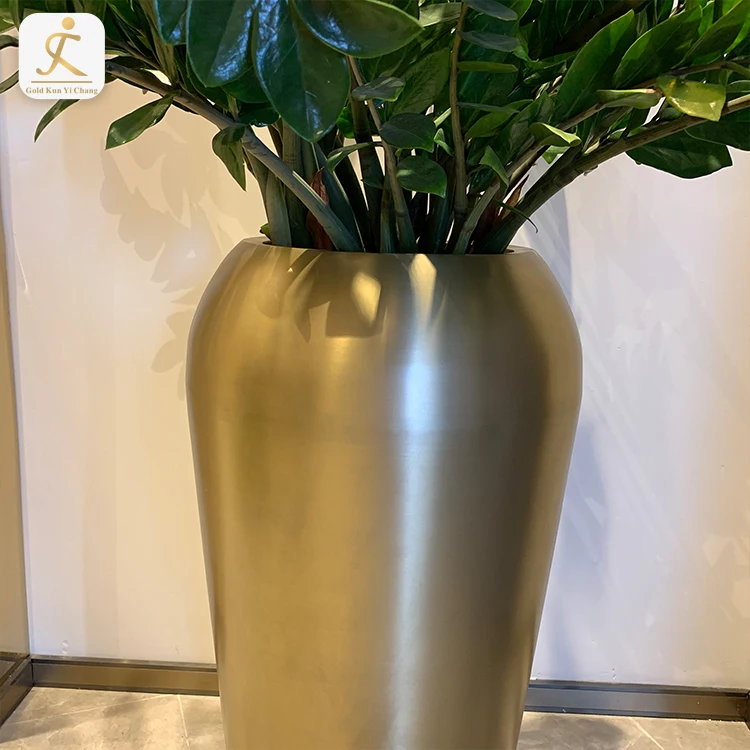 hotel decorate flower glass tall floor stainless steel vase modern big metal home floor tall stainless steel flower vases