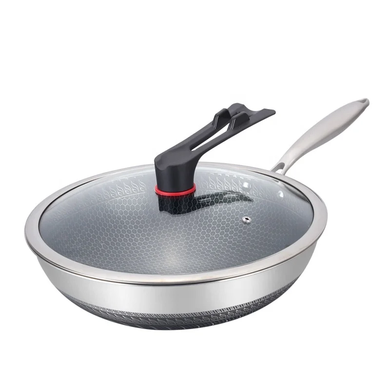 Best-Selling Household Stainless Steel Frying Pan Non Coated Skillet Cooking Pan Deep Frying Pan
