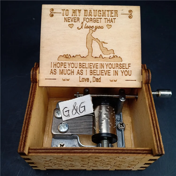 Factory Stock Wooden Mini Hand Crank Music Box for Birthday Gift