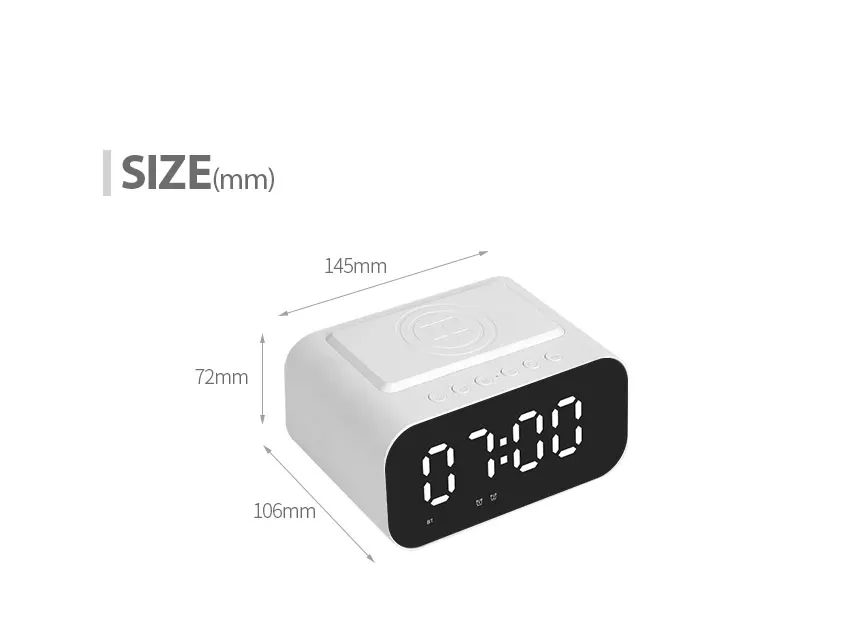 Беспроводной динамик Bluetooth smart portable home 3 в 1 Беспроводные динамики с цифровыми часами и беспроводным зарядным