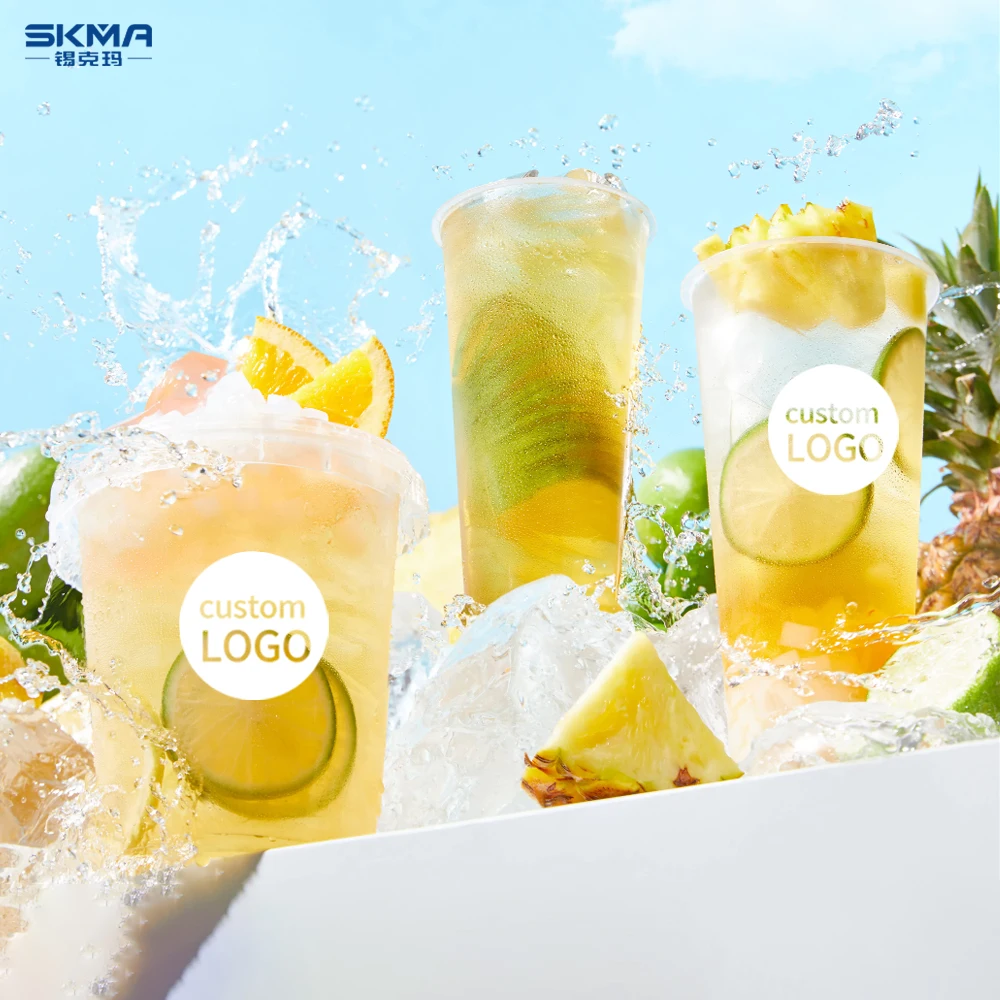 Transparent Takeaway Single Wall For Drinks & Beer Plastic Cup Disposable Smoothie Milk tea Bubble Tea Custom Plastic Cups