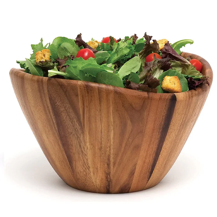 Home Restaurant Acacia Wood Yuan Bao Shape Splicing Salad Dough Bowl Wood Decorative Bowl Wooden Bowl For Salad