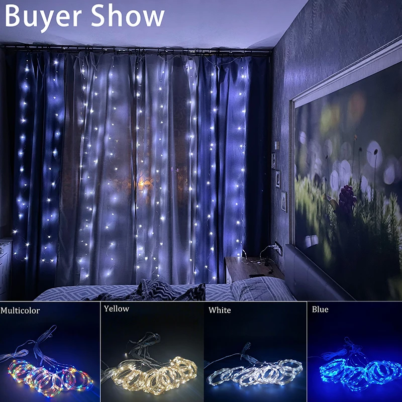 Merry Christmas Decorations Home Christmas Ornaments Xmas Gifts Navidad 2024 New Year Decor Christmas Lights Curtain Garland