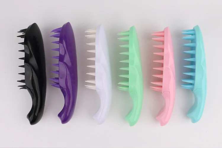 Free Custom Logo New Massage Hairbrush Wet High Quality Silicone Shampoo Comb Scalp Scrubber Plastic Handle