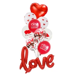 Latex Confetti Balloon Foil Love Valentines Day Balloon Set Valentines Party Supplies Home Decor