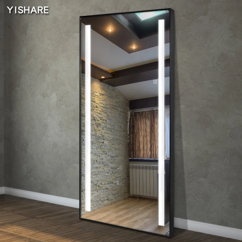 Yishare Factory Direct Frame Beauty Salon Mirror Decoration Full Mirror Light Wall Mounted Illuminated Smart Led Dressing Mirror