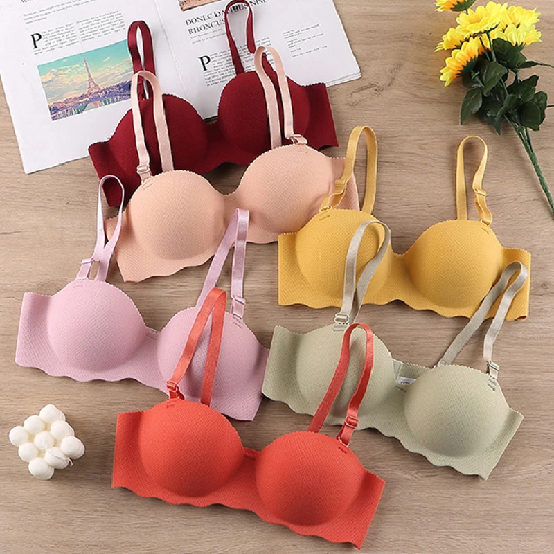 Wire Free Brassiere Female Lingerie One-Piece Seamless Gather Bra Women Underwear Adjustable Push-up Bralette Bra
