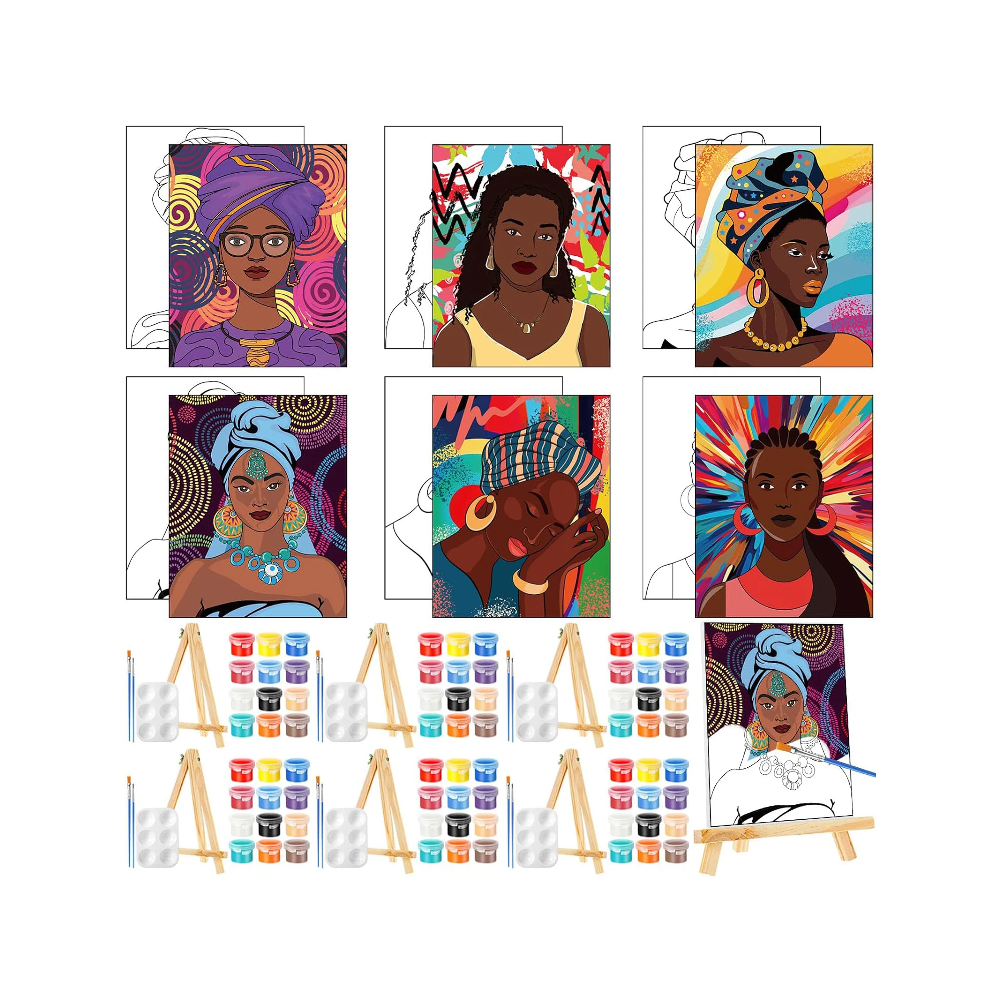 Pre Drawn Framed Paint And Sip Kit Pre Drawn For Painting For Adults Stretched Canvases Painting Paint Party Kits