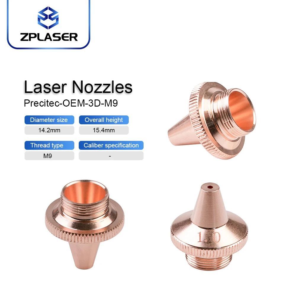 [High-quality] ZPLASER Optical Fiber laser equipment parts red copper Single Layer D14.2mm-15.4H 3D-M9  laser cutting nozzle