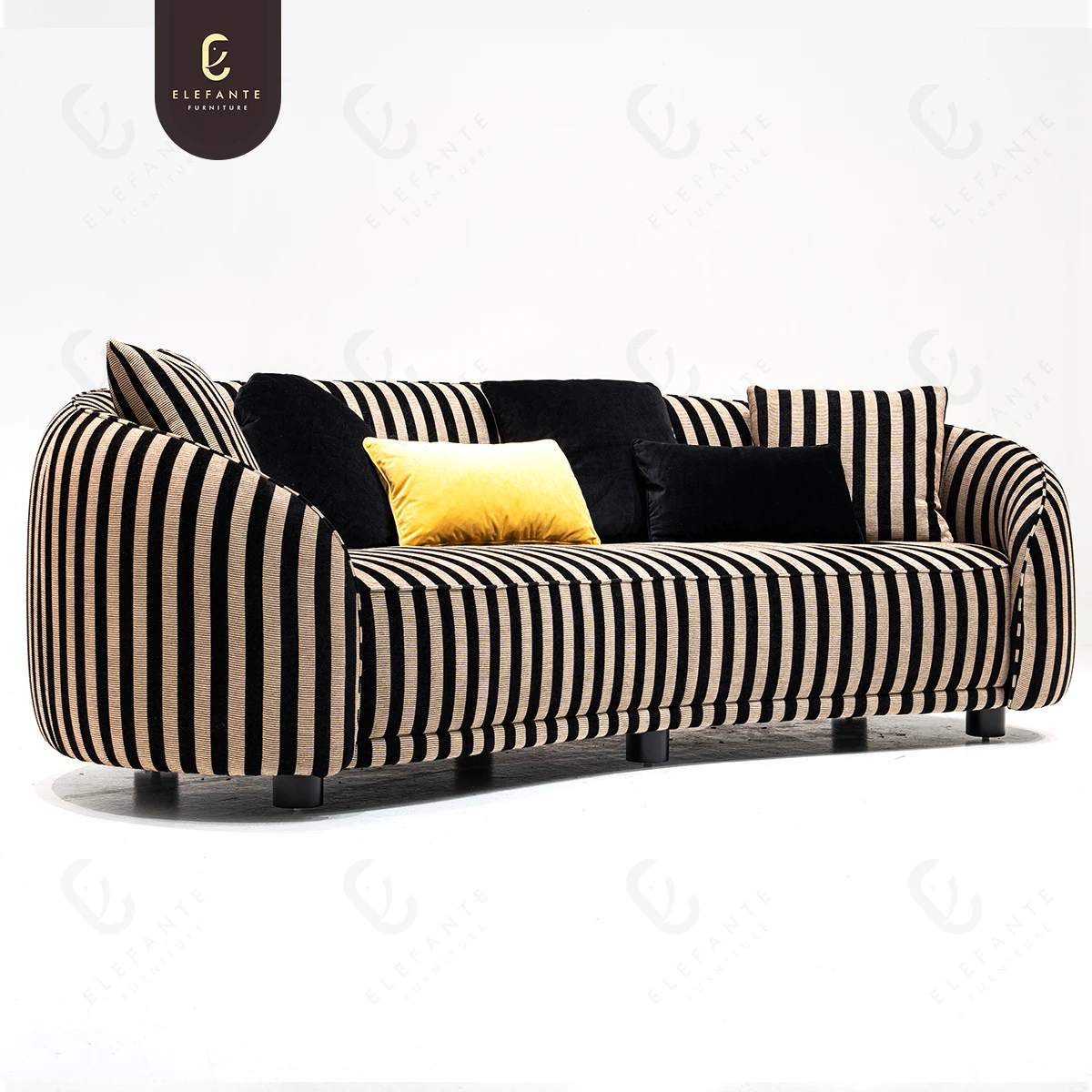 Modern Fabric Section Sofa Set Furniture Living Room Stripe Sofa