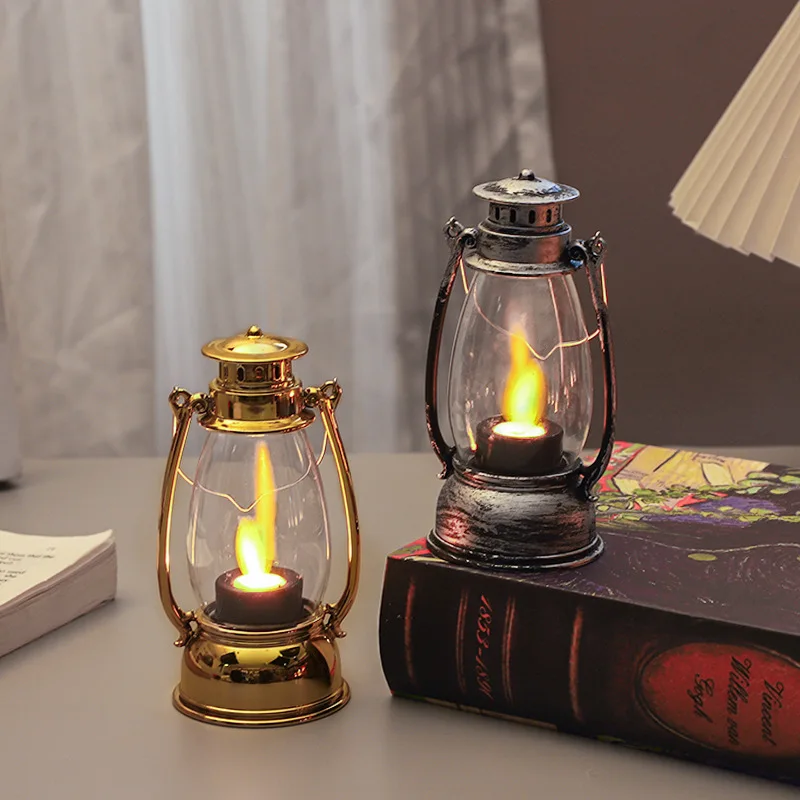 LED Retro Outdoor Camping Kerosene Lamp Portable Lantern Oil Lamp Style Vintage Photo Props Outdoor Camping Lights Night light