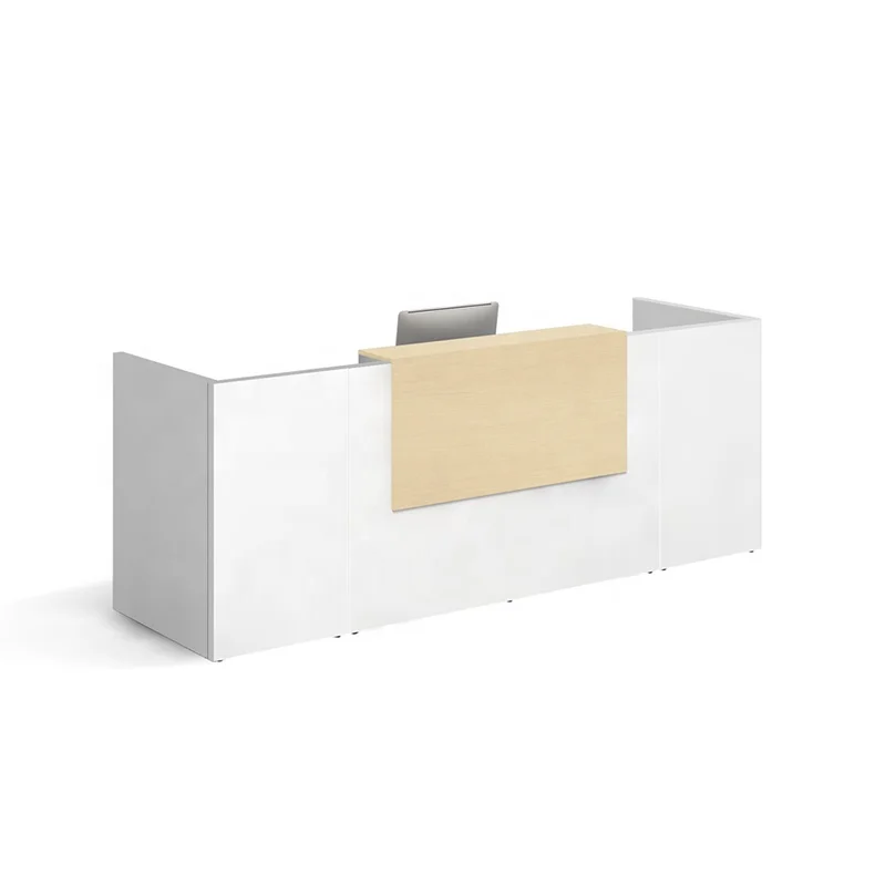 cheap factory office furniture simple design white wood modern reception desk