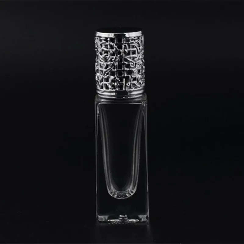 7ml Thick bottom Glass perfume roller ball bottle roll on clear vial with metal ball & gold red silver purple pink screw cap