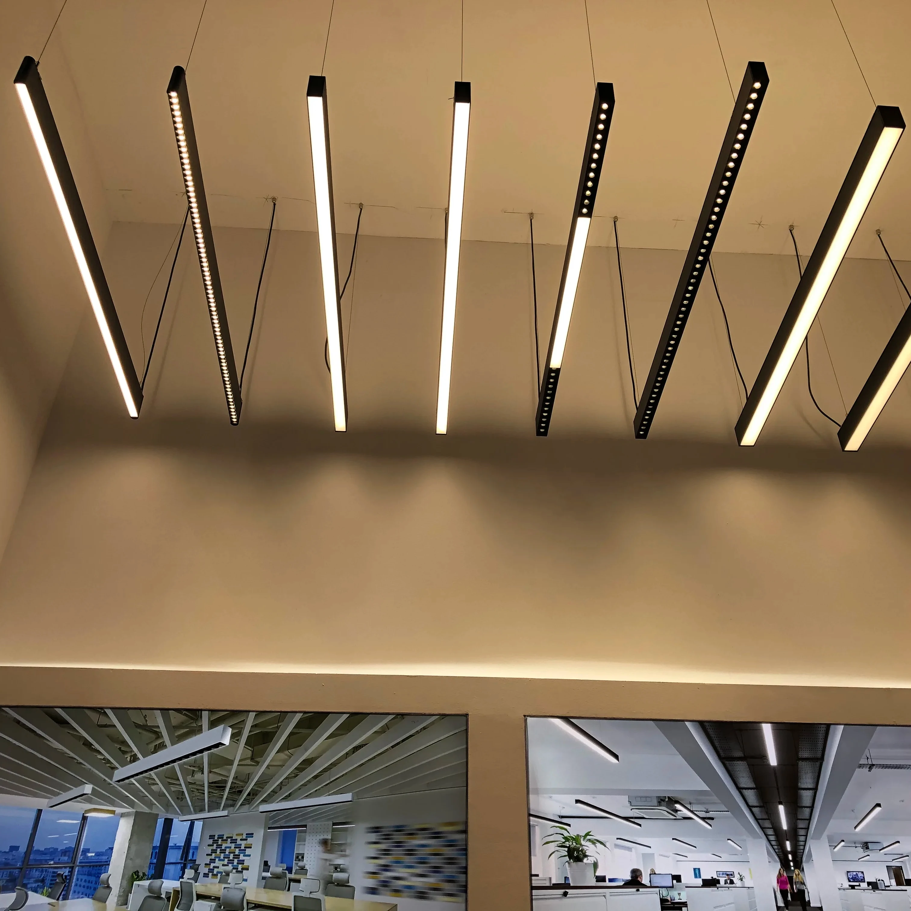 Linkable Linear LED Pendant Light up and down 4ft Tube Aluminum Lamp Body Dali PC Material for Office Applications