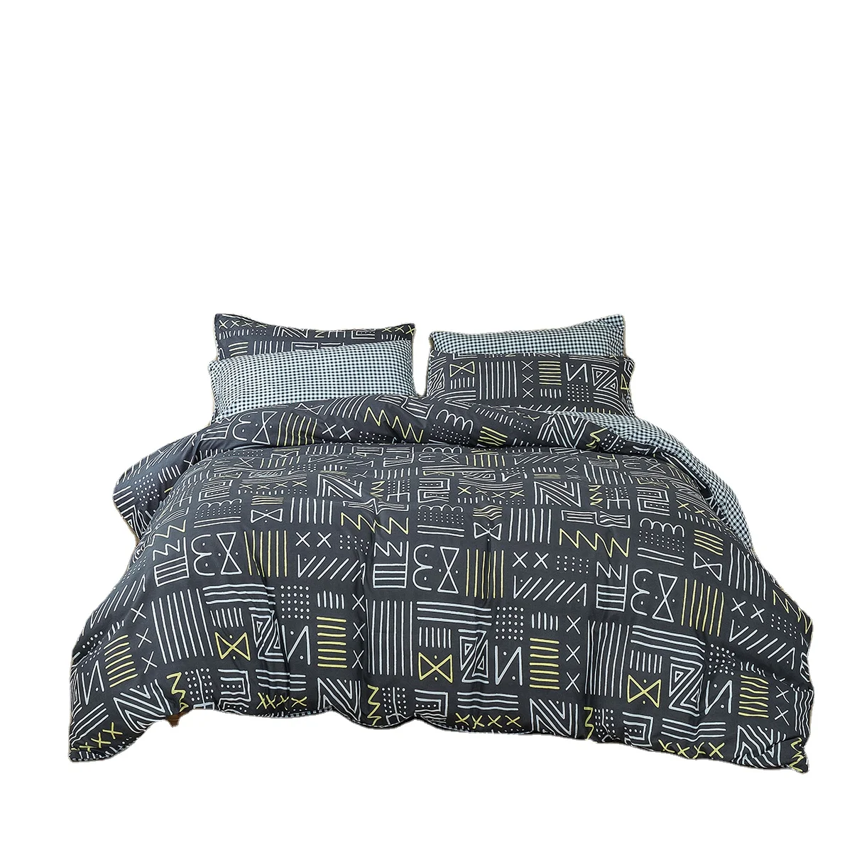 Изготовленный на заказ 100% полиэстер микрофибра 90 GSM Комплект постельного белья с принтом индюка лист и пододеяльник набор