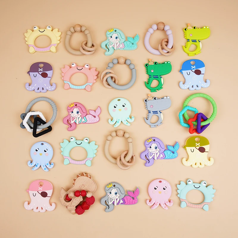 OEM ODM Manufacturer Silicone Baby Teethers Rubber Toy Chewable Teething Toys Silicone Baby Teether