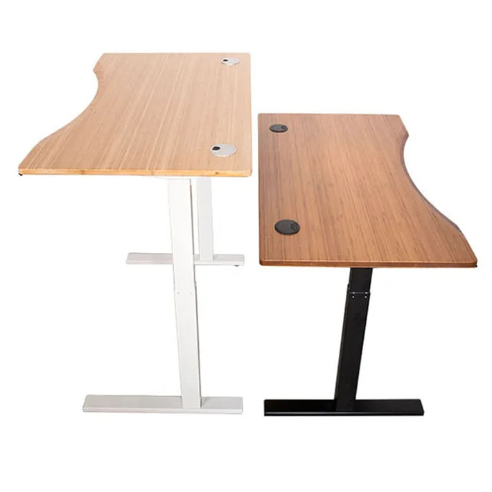 Height adjustable bamboo office table solid  standing bamboo desk top factory