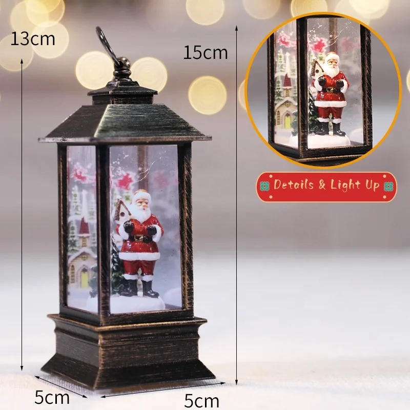 Hot Sale Usb Powered Battery Operated Swirling Music box Lantern Snow Globe With Light Up For Christmas Ornaments