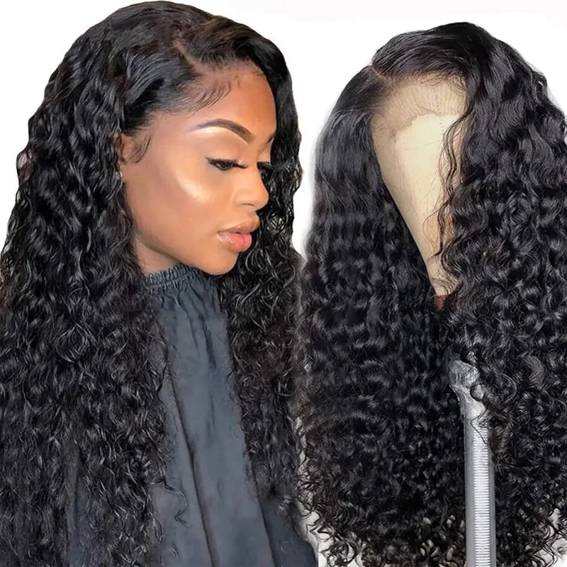 Cheap Water Curly Natural Colored Bob Wigs Short Bob Wig Highlight T Part Lace Frontal Wigs For Black Women