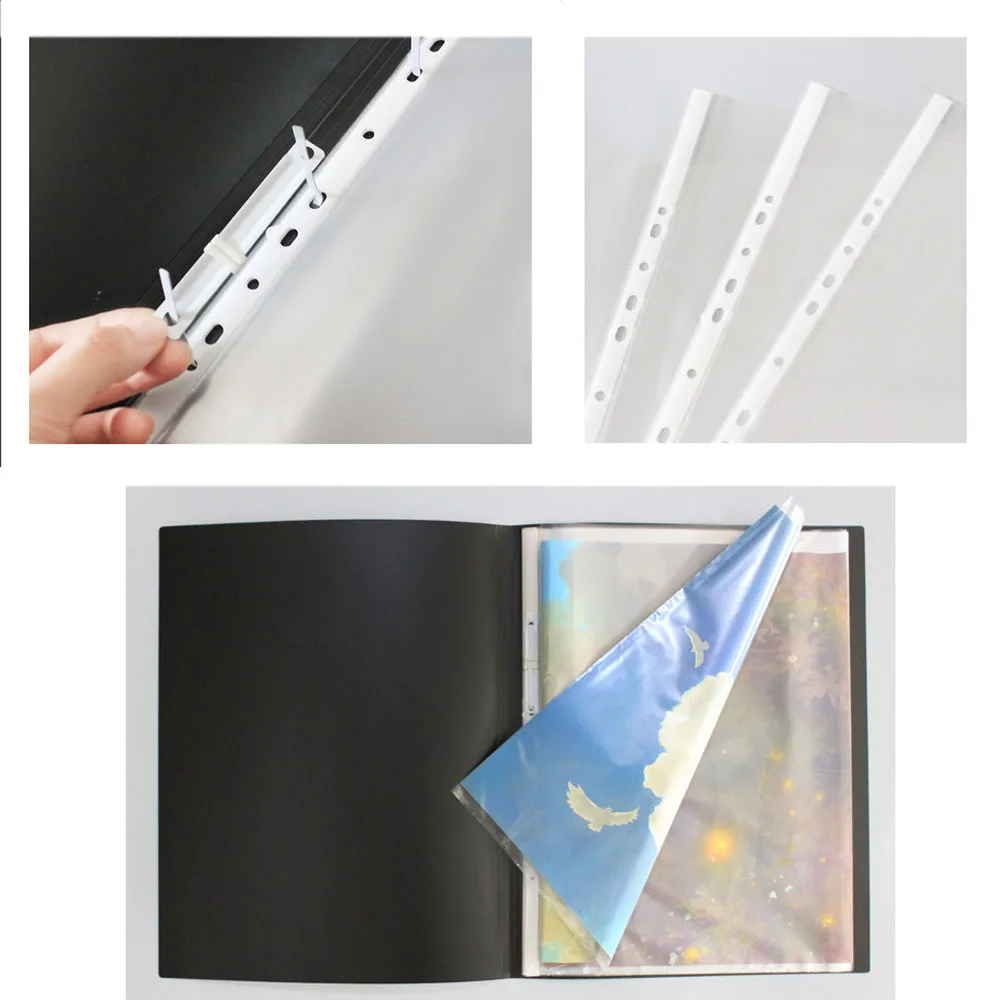 Clear Plastic Sheet Protectors Custom Logo 11 Holes A4 Plastic pp Transparent File Folder Punch Pockets