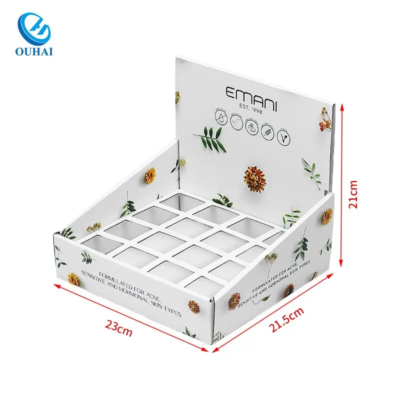 Free design custom carton counter top display box Unit paper makeup holder Cardboard eyelash cosmetic paper display holder