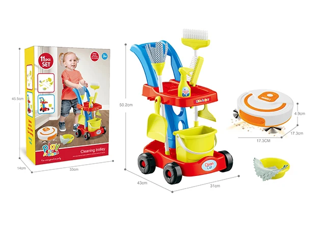 Child Puzzle Education Funny Play House Toys Cleaning Cart Toys Home Appliance Simulation Sweeper Set Housework Toll For Kids