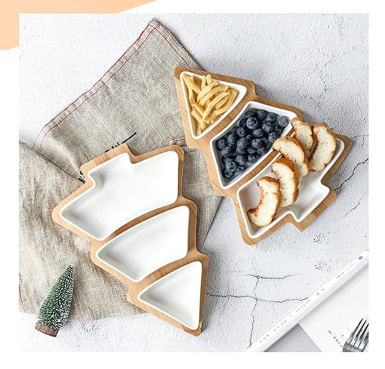 Ceramic Tree-Shaped Snack Platter Porcelain chips holder ceramic french fry stand