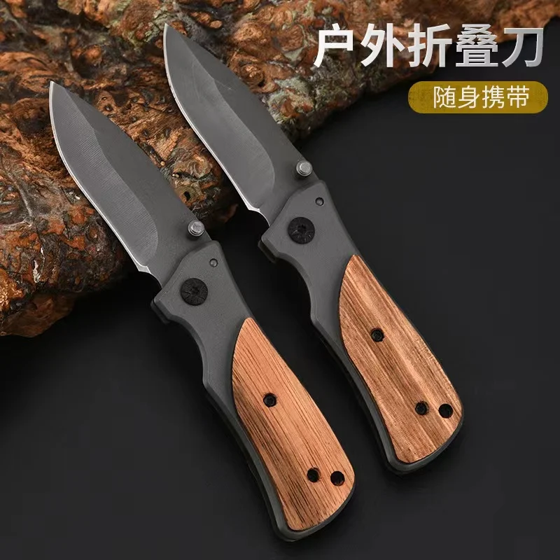 Professional Stainless Steel  multi-tool foldable wood handle pocket knife spoon and fork  plastic knife manual paper cutter