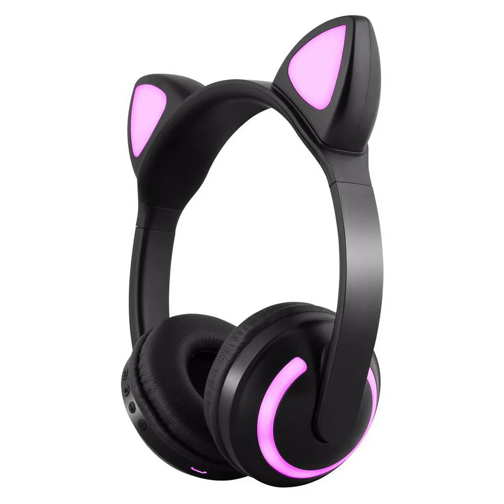 RICOO Factory Supply Cat Ear Headphone with LED Noise Cancelling Headphones Wireless Kids Headset Gaming Headset Earphone 7Color