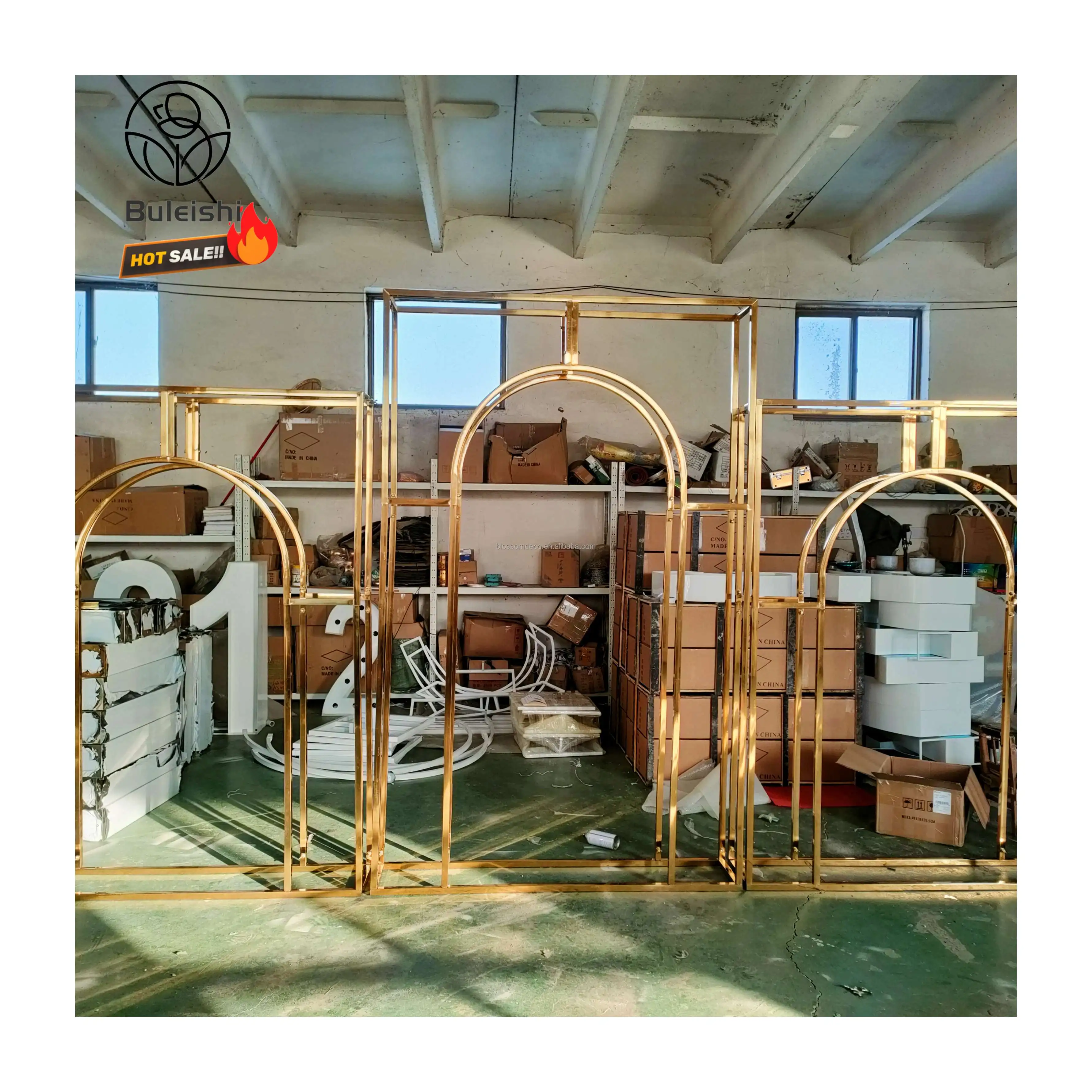 Wedding arch backdrop event party decoration metal wedding back drop frame gold arch backdrop for wedding