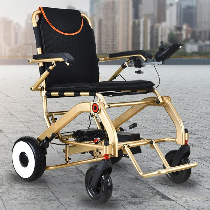 Electric lightweight folding wheelchair for elderly/disabled people
