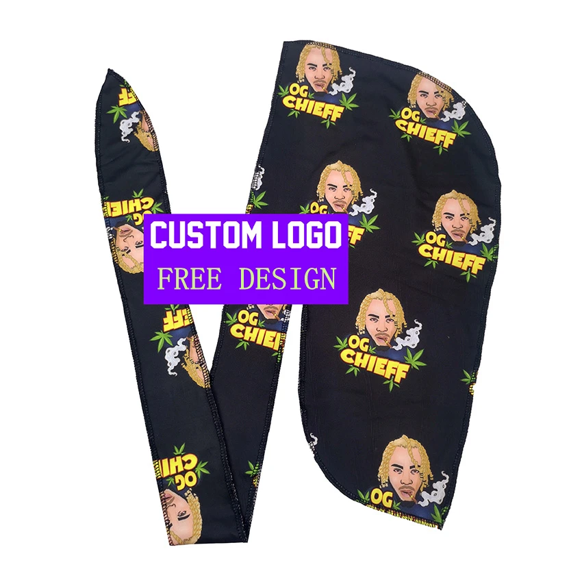 Оптовая продажа, шелковые прочные косички на заказ для мужчин, атласные тряпки 360, дизайнерская бандана, головные повязки Durag