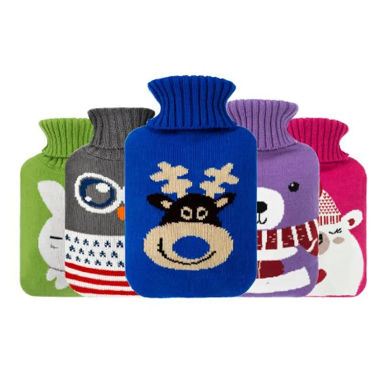 New Hot Water Bag Bottle Cartoon Knitted Cover Large Size Christmas Patterns Hot Water Container 20 - 99 pieces