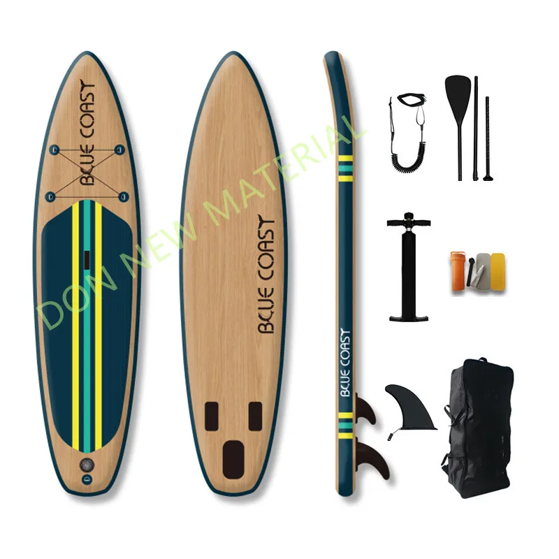 New Design Wood Grain Inflatable SUP Board Outdoor Paddle Board Inflatable Stand Up Paddleboard For Touring Paddling Yoga