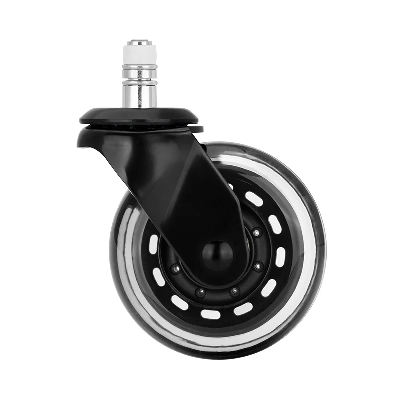 Universal 3 Inch PU Office Chair Furniture Caster Swivel Wheels Office Chair Caster Wheels with Mute Inserts Installation