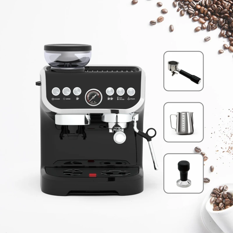 expresso italian style white cappuccino coffee maker with grinder built in and frother