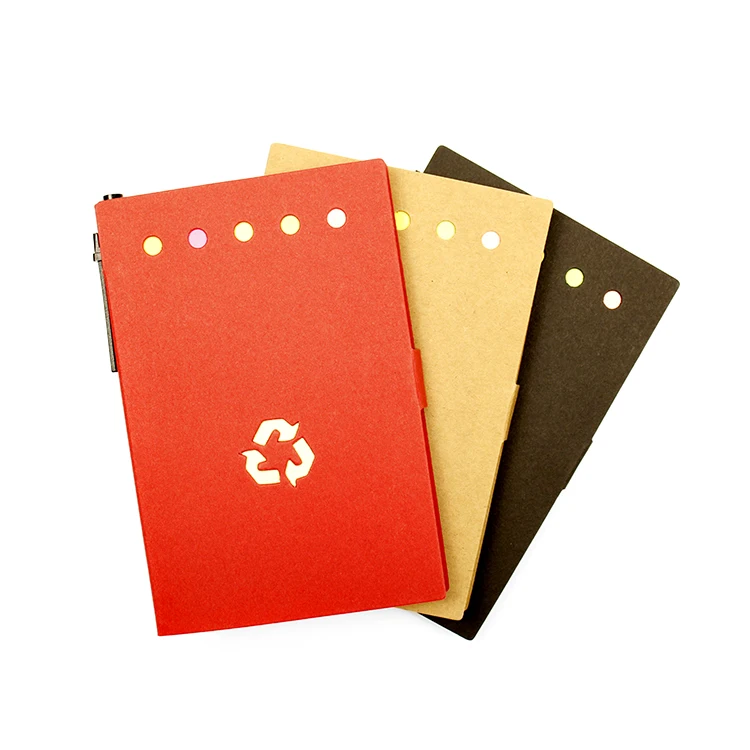 Portable three color notepad custom print memopad set sticky note memo pad with flags page