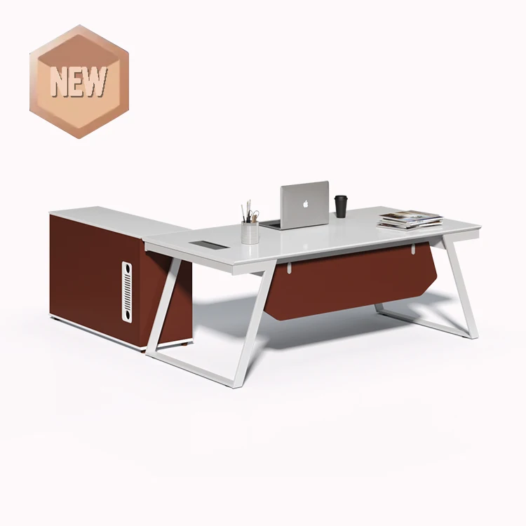 White Simple Modern President Boss Desk Office Luxury Manager Executive Table Supervisor Desk