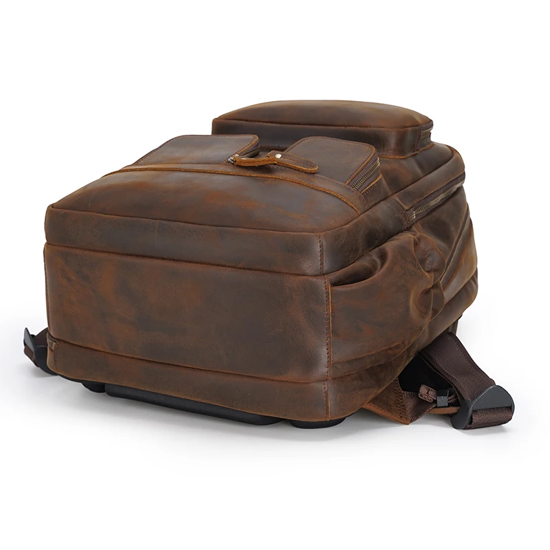 Factory Supply Wholesale Customize Design Full Grain Cow Hide Genuine Leather Laptop Bag Real Leather Backpack Men With USB