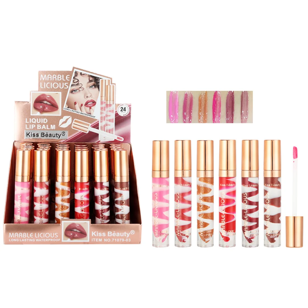 Kiss Beauty 6ml 24 Hours Long Lasting Waterproof Liquid Lip Gloss Balm Custom Tube Container Logo Private Label Packaging Box