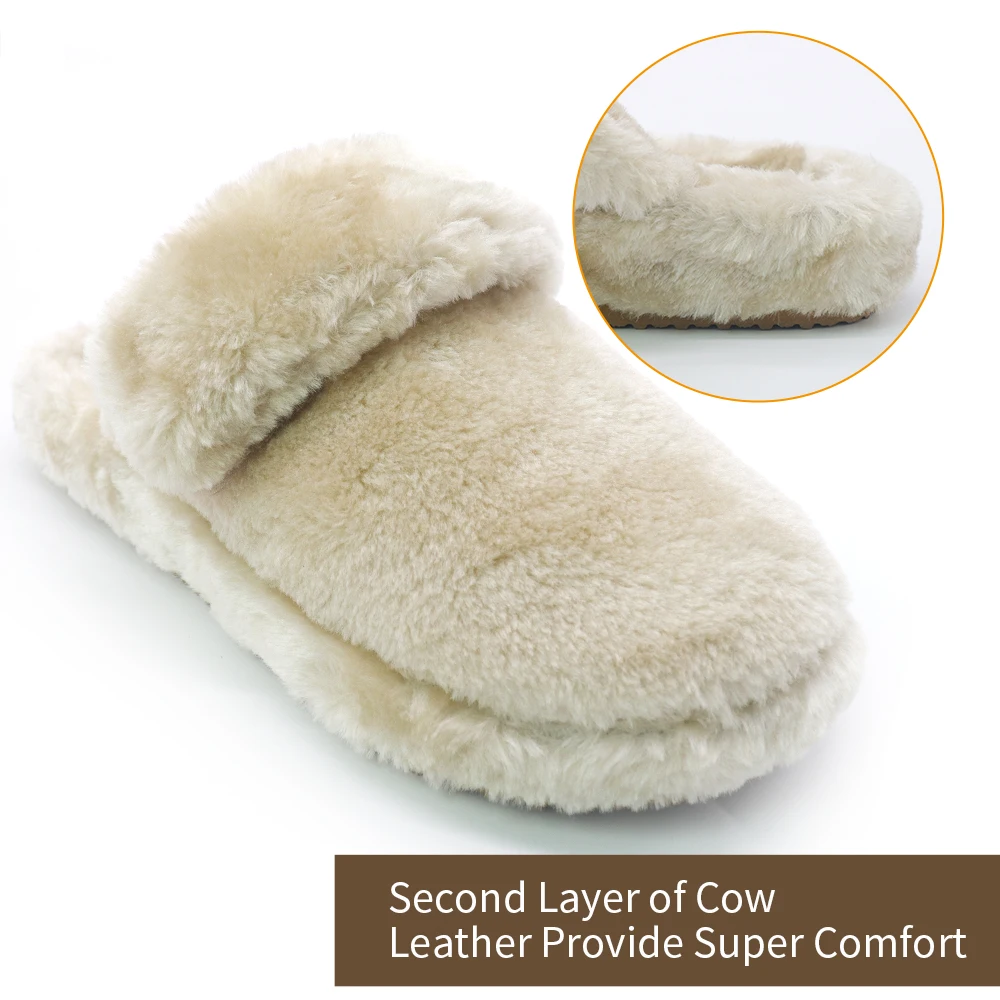  Casual Winter Real Wool Warm Men and Women Soft Arch Support Slippers Indoor