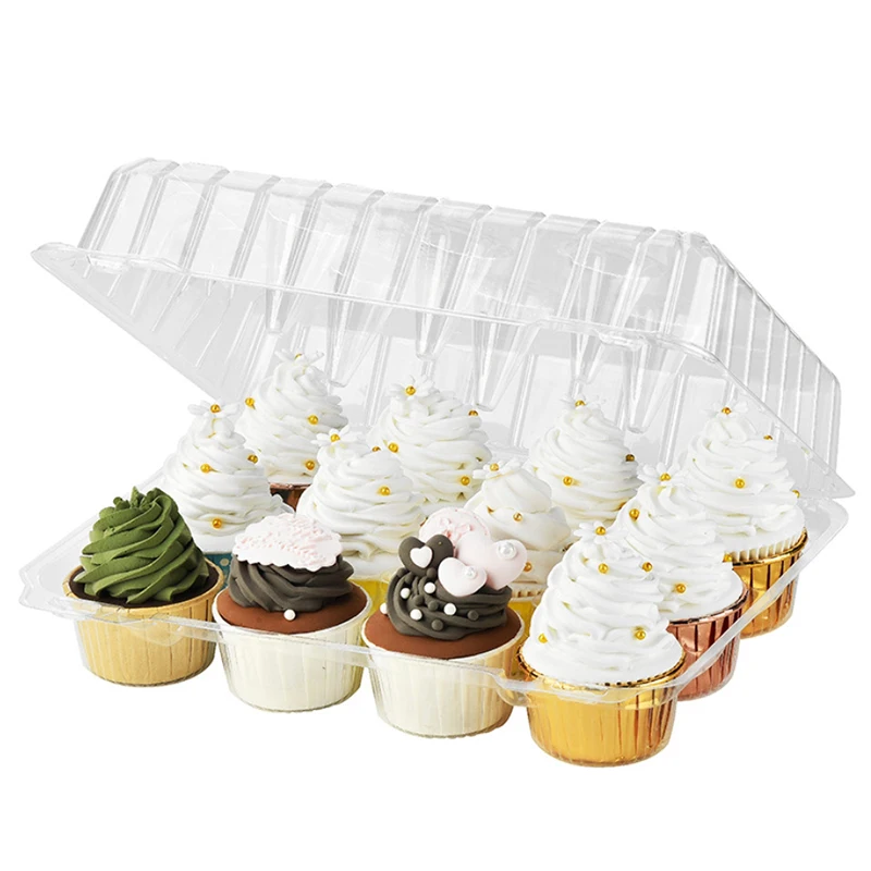 transparent cupcake box pet 6t 12t 24t clear plastic clear cupcake boxes mini cup cake containers with dome