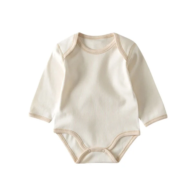 
Customized OEM Organic Cotton Newborn Baby Clothes Blank color Yarn Dye Striped Baby Romper 