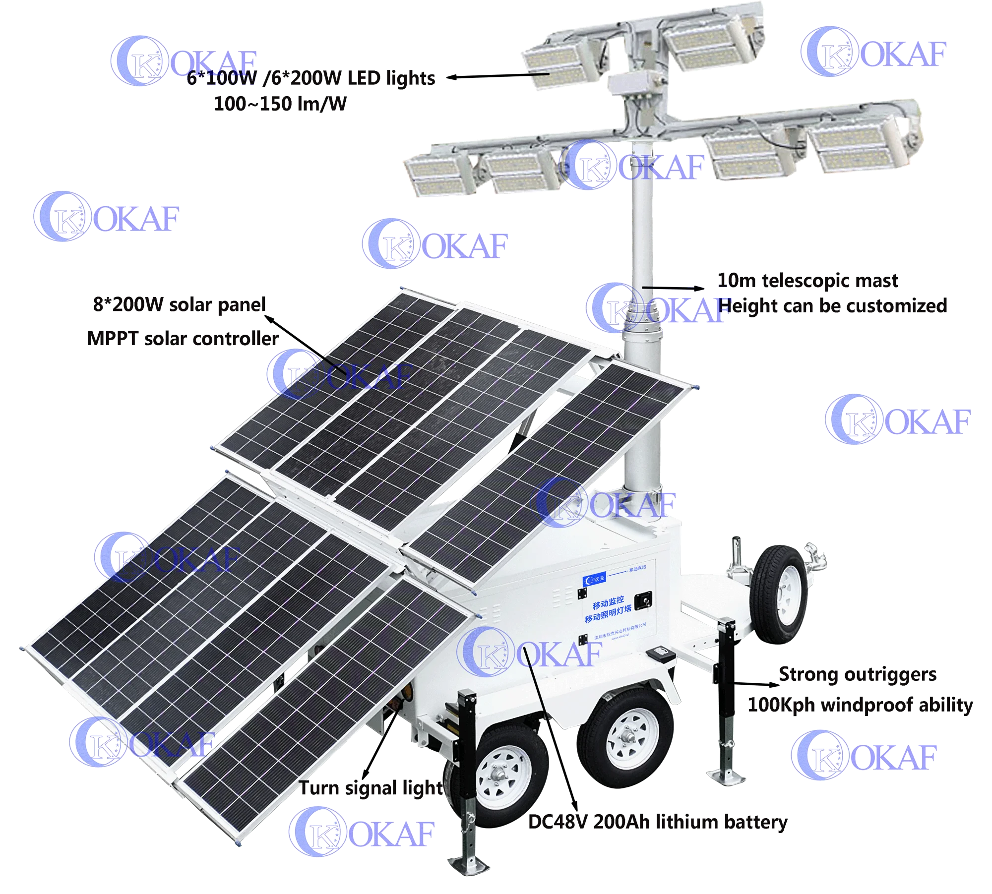 Outdoor mobile light tower led trailer used in quarry open pit stone pit