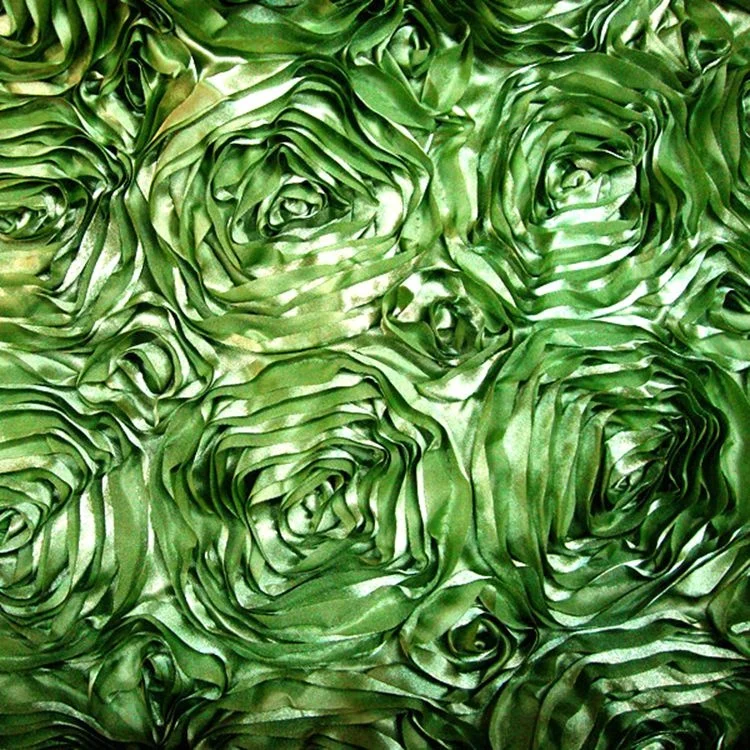 Wedding Carpet Table Cloth 3D Rose Flower Embroidery Satin Rosette Fabric embroidery rosette fabric for wedding decoration