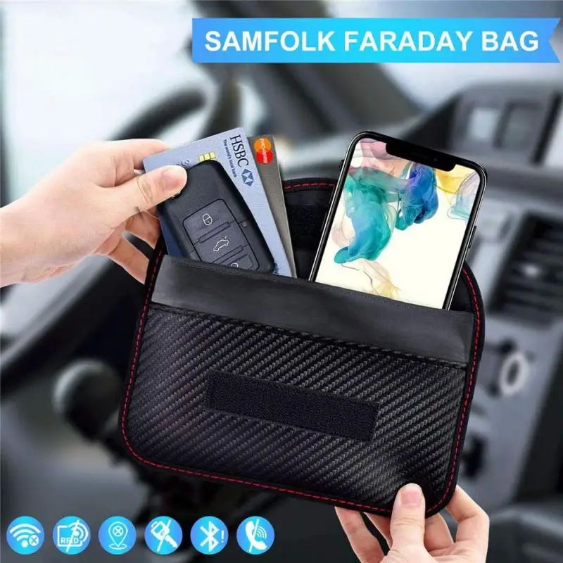 Мешочек для блокировки сигнала автомобиля защитный чехол RFID-блокировки Faraday бесключевых сигналов и удаленного доступа ключей с защитой от