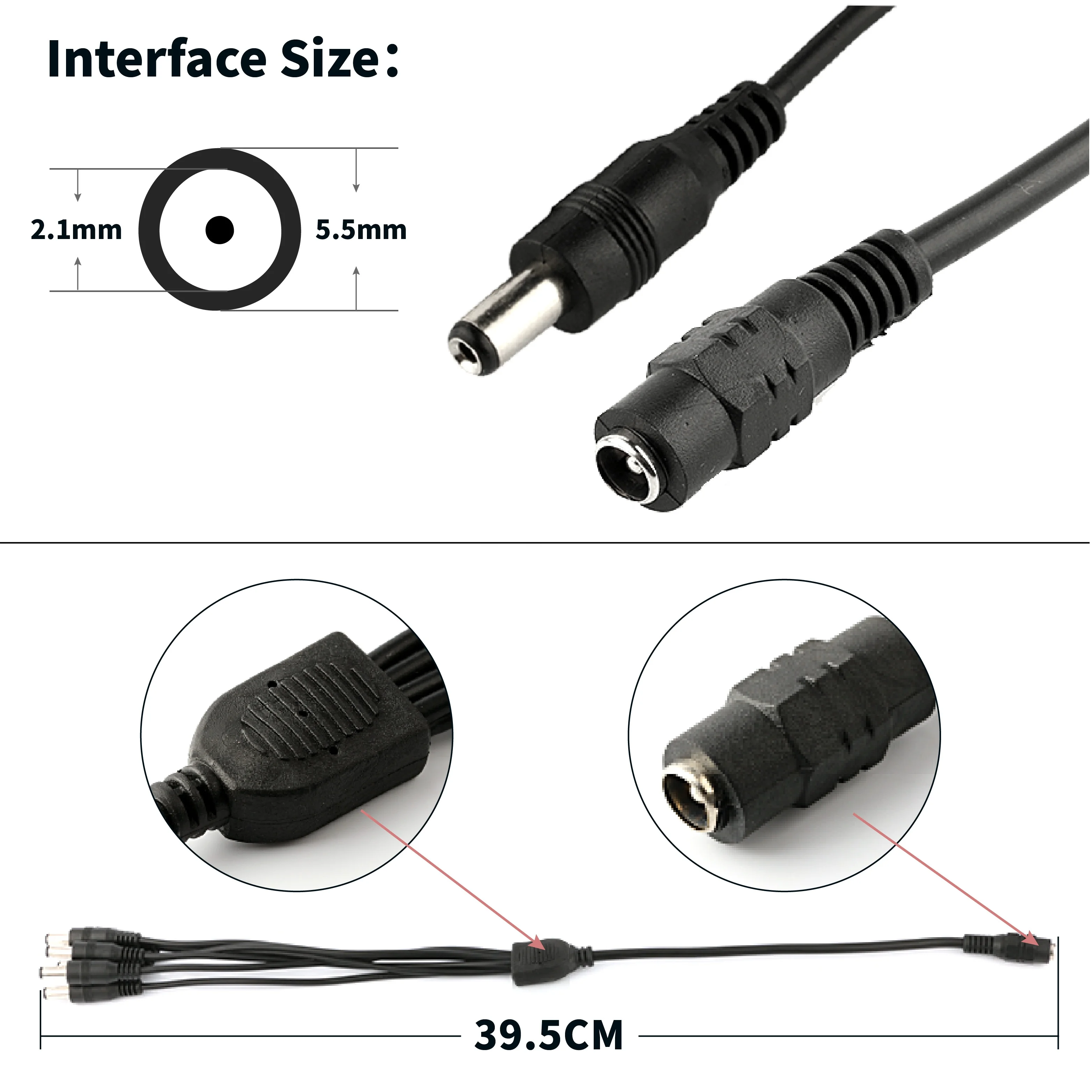 От 1 до 2 Way 1x5 5 мм/2 5x5 мм 12V Женский на обоих концах для подключения внешних устройств к источнику постоянного тока DC кабель