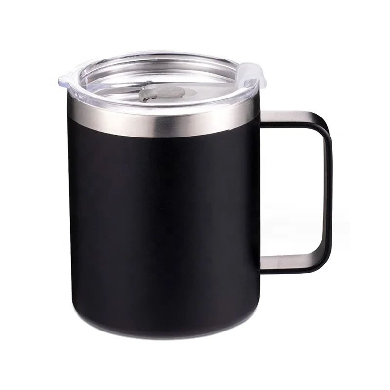 12/14oz custom stainless steel vacuum insulated coffee drink glass cup stemless wine beer tumbler cups with metal handle