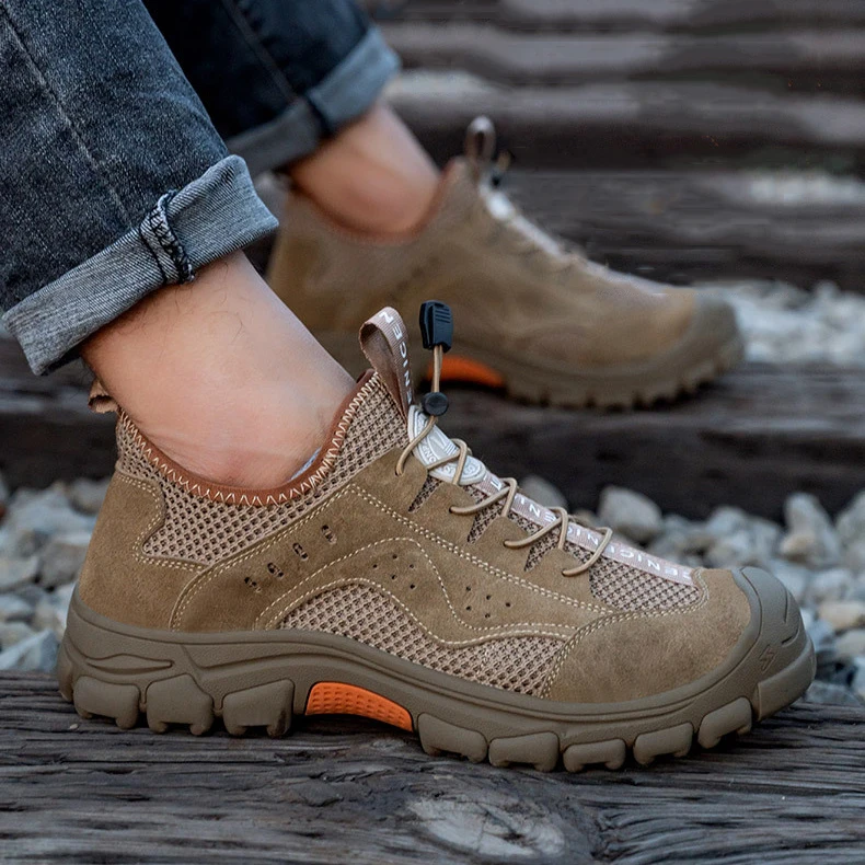 GOTAN Summer Breathable Functional Shoes Unisex Mesh Upper Safety Shoes for Men Anti-slip Work Boots